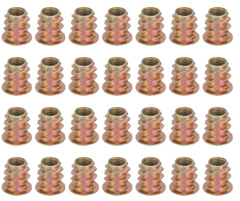 sourcing map 28 Pcs Threaded Inserts for Wood, Zinc Alloy M5 Thread Inserts Nuts Hex Socket Drive Screw 10mm Length for Furniture, Cabinet, Tables and Chairs