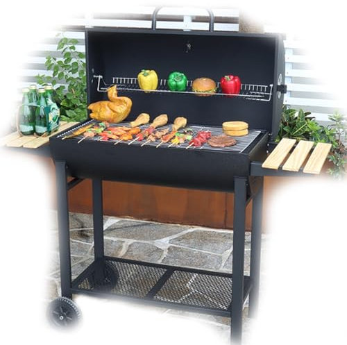 Barbecue portatile a barile con controllo della temperatura, piattaforma per affumicatura a carbone, vassoio estraibile per una facile pulizia, ideale per campeggio all'aperto e picnic