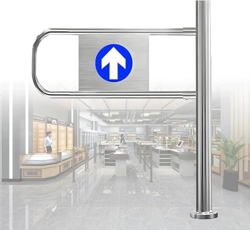 Cancello a battente automatico for ingressi di supermercati, ingresso unidirezionale a molla, cancello a battente a rimbalzo automatico in acciaio inossidabile, for il controllo sicuro(Left,60cm)