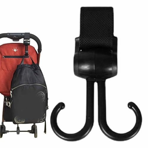 Iouyjiu Ganci per passeggino – Rotazione a 360 gradi Heavy Duty Hanger – con cinghie passeggino clip ganci | per mamma, pannolini, spesa, zaino, sedia a rotelle, shopping, organizzazione viaggi