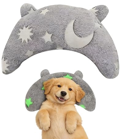 Dog Pillow Bed, Soft Plush U-Shaped Pet Cushion for Cats and Dogs, Neck Support Sleeping Pillow for Home and Car, Machine Washable Calm Pet Pillow for Deep Sleep, Orthopaedic Small Pet Headrest (Grey)