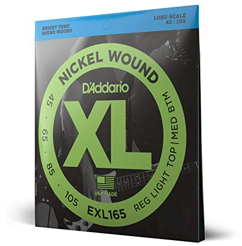 D'Addario EXL165 Nickelumwickelte Bassgitarrensaiten, Custom Light, 45-105, Long Scale