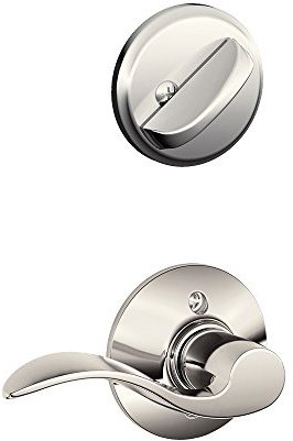 Schlage F59 ACC 618 RH Interior Single Cylinder Deadbolt Right Hand Accent Lever, Polished Nickel (Interior Half Only)