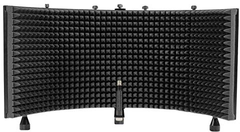 Rockville ROCKSHIELD 3 Studio Mic Isolation Shield, 2 Acoustic Foam, 5 Panels, Vented Back, Desktop & Stand Mountable, for Recording & Podcasting