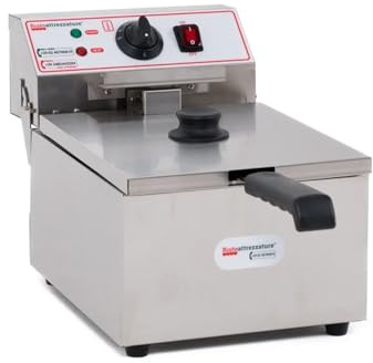 Ristoattrezzature Friggitrice Elettrica Singola Vasca, Professionale in Acciaio Inox - 10 Litri, Capacità Olio 6 Litri