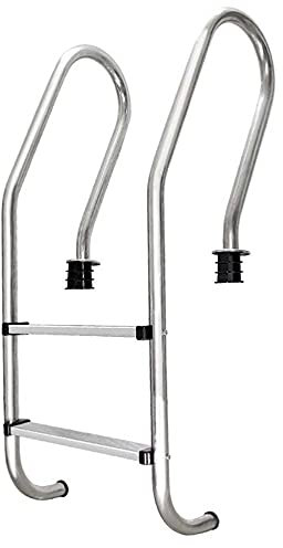 SGSG Corrimano per Piscina a 2 gradini, Scala per Piscina in Acciaio Inossidabile 304 per Piscina Profonda 0,8-1 m, capacità di carico 250 libbre/Argento / 1,2 mm (Argento 1,2 mm)
