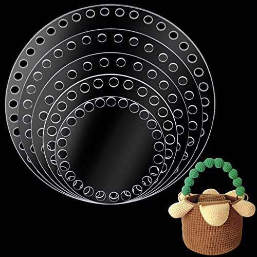PandaHall 5 Größe Acryl-Webbretter, Flache, Runde Häkelkörbe, Transparente Korbböden, Häkeltaschenböden Für DIY-Körbe, Taschen, Stricken, Häkeln