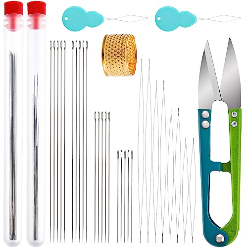 28 Stücke Perlennadeln zum Auffädeln von Perlen Weben Set Nadelflasche Samenperlennadel Perlenstickerei Nadel Einfädler Nadel Perlennadel für die Schmuckherstellung Perlen Nadeln