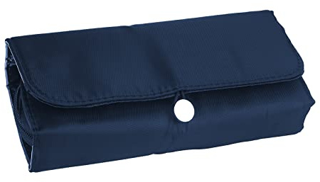 LUEXBOX Portable Folding Makeup Brush Bag, Multifunctional Cosmetics Rolling Storage Case Makeup Brush Holder for Travel, Makeup Brush Organizer Bag (Dark Blue)