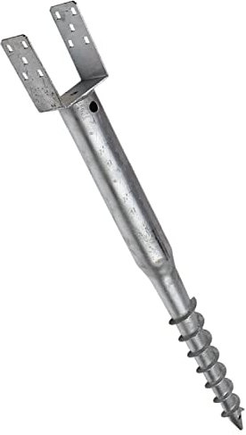 Ground Screw Anchor Galvanised Screw in Fence Post Spike Holder Support Base with Square Bracket (120mm x 865mm)