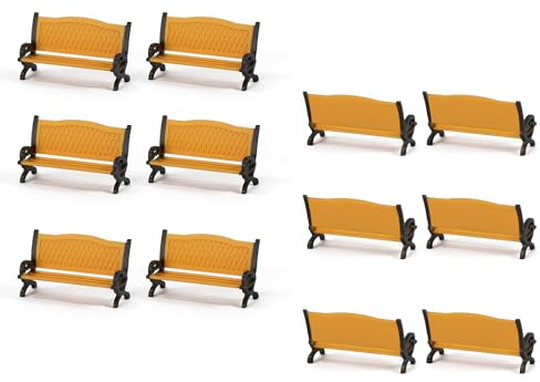 Evemodel 12 panchine modello in scala 1:87 per traccia H0 ferrovia tempo libero sedia bonsai decorazione (C arancione)