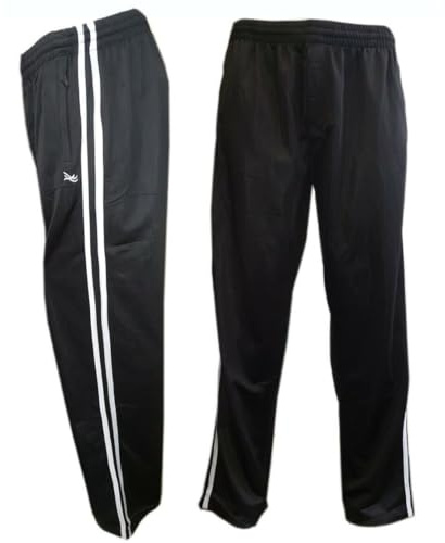 Mens Elasticated Tracksuit Trackie Bottoms Silky Joggers Jogging Gym Sports Running Striped Comfy Pants Trousers S-6XL