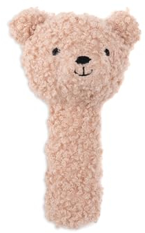 Jollein Greifling Rassel Baby - Teddy Bear - Wild Rose - Boucle - 100% Polyester - 22x9x20cm