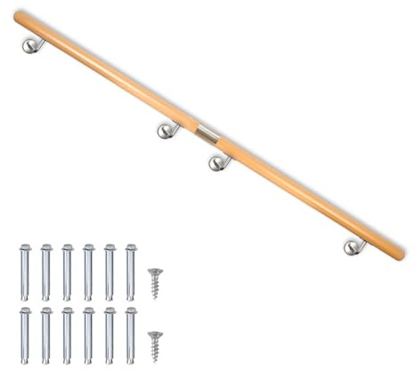 Buche Holz Handlauf Treppengeländer Geländer für Treppe Wandhandlauf Wand Treppe seitliche Montage Auswahl Länge 80-500 cm, Länge:300 cm