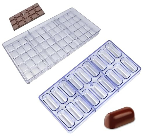 Transparent Schokoladenform,RoadLoo 2Stk 3D Schokoladenform Polycarbonat Schokolade Formen Pralinenform Backform Gebäck Werkzeug Backform Bakeware Pfanne für Chocoate Kuchen Süßigkeiten 21 Gitters