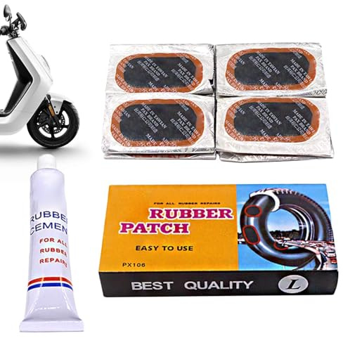 Kit de parches para bicicleta, kit de reparación de neumáticos planos, parches 24/48 y pegamento, kit de reparación de neumáticos de pinchazos, parches portátiles para motocicleta, ciclismo, carretera