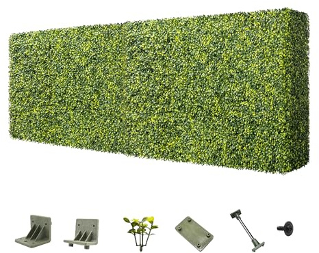 ECOOPTS Artificial Boxwood Hedge Divider Wall with Faux Leaves for Party Wedding Home Yard Office (144 Wx18 Hx6 D)