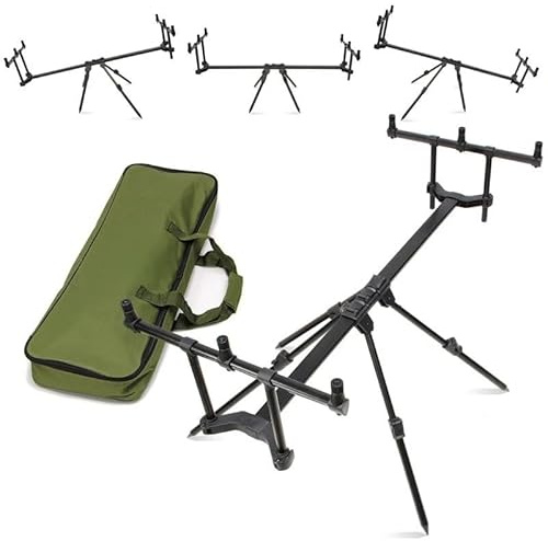 Rod-Pod Ruten-Halter 3 Ruten - Aluminium Rutenständer & Angel-Ständer mit Tasche zum Karpfen Angeln High Pod Angel Rod Pod verstellbar Sky Pod Slider mit 4 Beinen