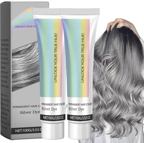 2PCS Instant Hairstyle Cream D/ye,2 In 1 Natural Essence Extract Silve/r Ha/ir Dye,Perment Hair Color Sil/ver D/ye,Silv/er Hai/r Dy/e Permanent,Silver Gray Natural Ha/ir Dy/e Cream,At-Home Hair Colour