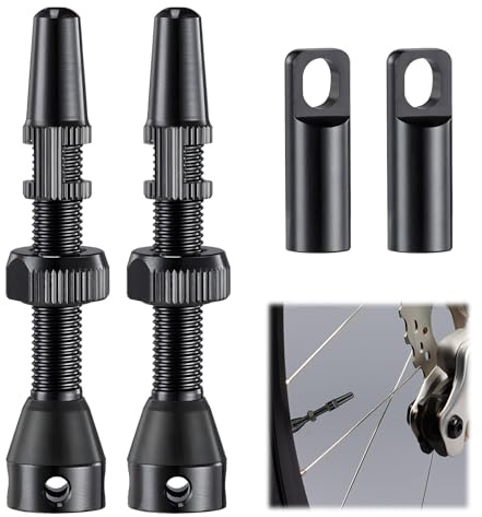 2 Piezas Válvula para Tubeless, 44 mm Válvula Presta con Aleación Ligera y Resistente Presta Tubeless Sin Fugas de Aire para la Mayoría de Llantas de Bicicleta sin Cámara (Negro)