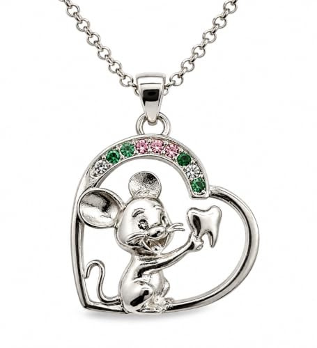 Perez&Fairy Collar Ratoncito Perez para Niñas con Circonitas | Colgante Ratoncito con Corazon | Regalo Ratoncito Perez Niña para Caida de Dientes | Hada de los Dientes