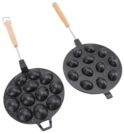 Hamwesh Macchina per Biscotti in Noce, Stampo in Lega di Alluminio Antiaderente a 12 Fori, con Manico in Legno per Uso in Forno e Lavastoviglie (BLACK)