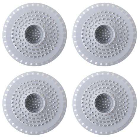 VEGCOO 4 Pezzi Filtro Doccia Capelli in Silicone, Raccogli Capelli per Doccia, Lavandino e Cucina Universale, Protezione Scarico Rotondo per Vasca da Bagno