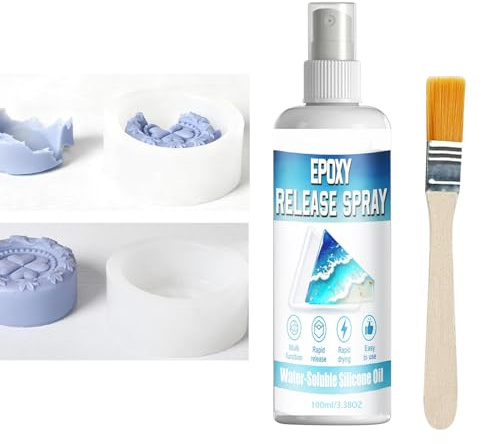 Silikonform frisättningsspray – 100 ml silikonfrigöringssprej, snabbtorkande smörjmedel med borste | Epoxy-frigöringsmedel för betonggips gjutning hem verkstad garage hantverk rum studio ljus