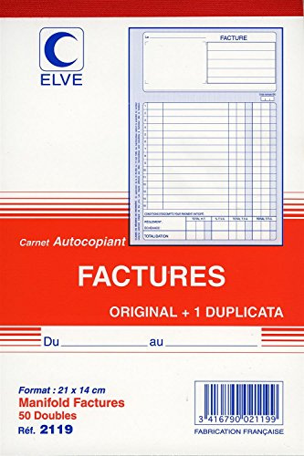 ELVÉ Manifold FACTURES Collé en tête 210 x 140 50 feuillets Dupli