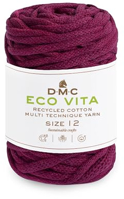 DMC Eco Vita 12, Crochet Knitting Macrame Yarn, Plum (61) 250g