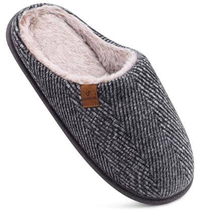 COFACE Pantofole da Uomo Invernali Plaid, Comoda Memory Foam Calde Scarpe da Casa in Lana con Suola Antiscivolo Taglia 40
