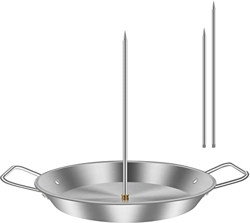 Vertical Meat Skewer Stainless Steel BBQ Vertical Skewer Grill with 3 Replacement Spikes Barbecue Verticals Skewers Grill Rack Stand with Handle for Whole Chicken Fish Sausage Steak