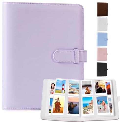 DUNSOO Album fotografico piccolo, 256 tasche Instax Mini Album fotografico Polaroid con Fujifilm Instax Mini Film,Polaroid Zinco, carta fotografica Kodak Zinco, Max adatta Fujifilm 95x63 mm (viola)