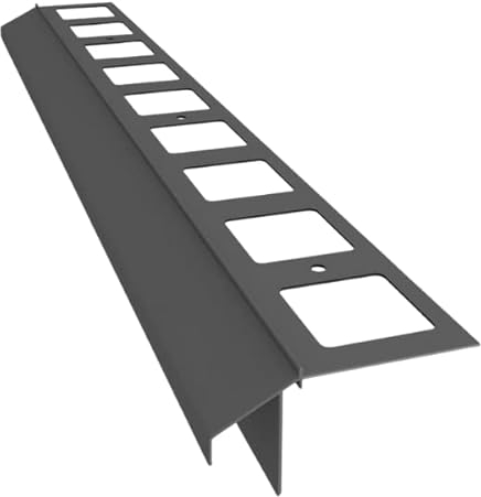 Renoplast® Profilo di gronda in alluminio K100R 200cm Grafite | Finitura di terrazze balconi| Pavimenti in piastrelle su malta adesiva| Sistemi di drenaggio dell'acqua Profilo angolare| Anticorrosione