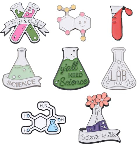 SUNNYCLUE 1 boîte 8 pièces Épingles Scientifiques en Émail Épingles Scientifiques Épingles en Émail Broche Scientifique Kawaii Broche Dessin Animé Mignon Épinglette de Retour à L'École pour Sacs à Dos