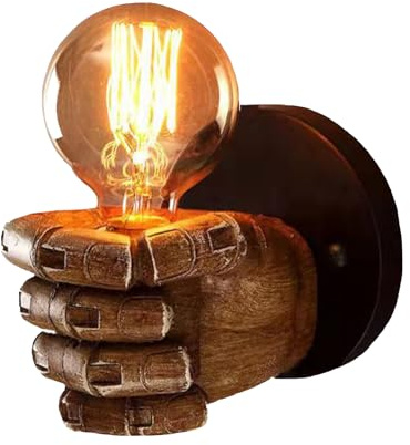KRUIHAN Aplique de Pared E27 Creativo Vintage Industrial - Lámpara Con Pantalla de Resina Para Sala de Estar, Dormitorio, Loft, Baño (Aplique Derecho)