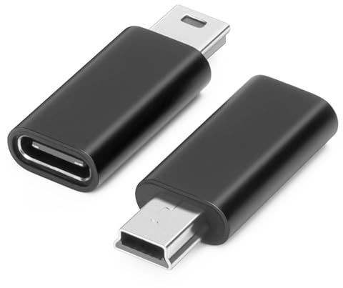 AIYEEN USB C till mini USB-adapter (2-pack), USB-C hona till mini USB-hanadapter, aluminiumlegering dataadapter, kompatibel med bärbara datorer/surfplattor, flashenhet, MP3-spelare, digitalkameror