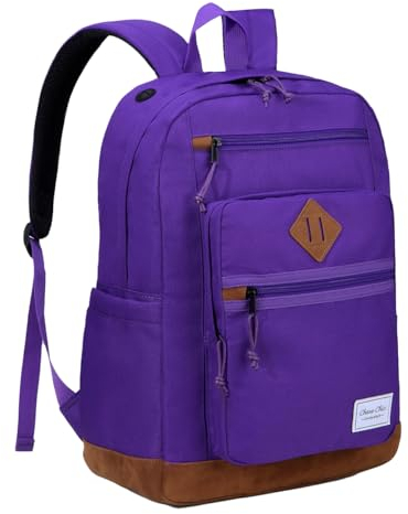 Chase Chic Zaino Da Scuola, Zaino Da Donna Uomo Leggero Resistente All'acqua Per Viaggio Lavoro Università All'aperto, 18,8L Daypacks Con Tasca Antifurto Adolescente Ragazza Viola intenso
