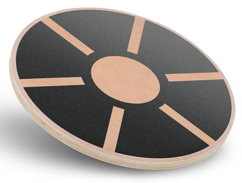 MADOG Wooden Wobble Balance Board for Adults, 15.5 Anti-Skid Sandpaper for Workout Core Trainer Physical Therapy, Home Gym Stability Board, Black