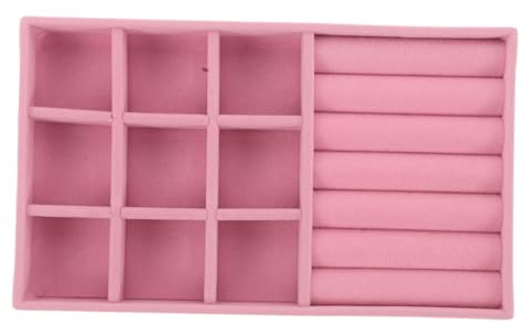 VALICLUD 8pezzi Vassoio Organizer Gioielli in Velluto Rosa Scomparti Porta Anelli Orecchini Collane e Bracciali Design Impilabile Per Facile Accesso e Esposizione Elegante