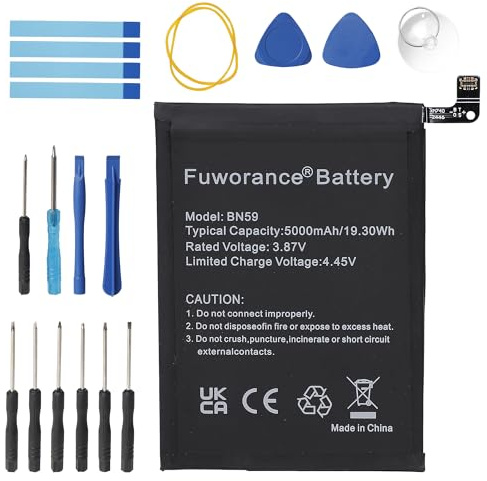 Fuworance 5000 mAh 3,87 V BN59 Ersatzakku kompatibel mit Xiaomi Redmi Note 10/Note 10S Mobiltelefon, wiederaufladbarer Li-Ion-Akku, große Kapazität mit Werkzeugkasten