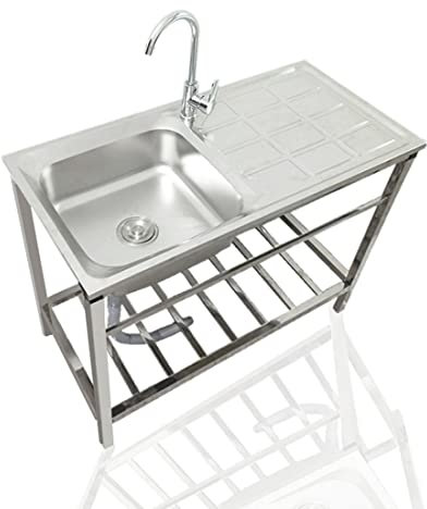 Évier De Services Publics Extérieurs, Puits De Bol Simple De Camping Indépendant, Station De Lavage À La Main À Linge En Acier Inoxydable Avec Tuyau Pour La Chambre, Garage, Sous-Sol, Baignoire Extéri