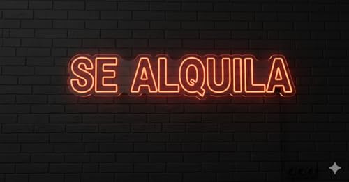 Letrero LED Neón 'SE ALQUILA', Rótulo Luminoso para Pared, Color Naranja, Estilo Moderno