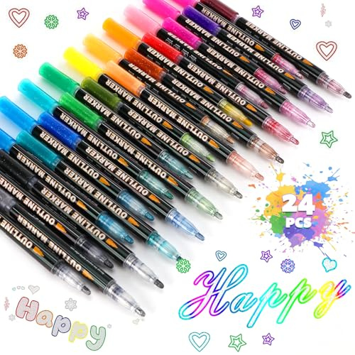 Zippicks 24 Colori Penne Glitterate Colorate, magiche glitterate Pennarelli Glitter bambini, penne glitter Regalo Bambina 4-12 Anni, pennarelli brillantini per Scrapbooking Disegno Artistico