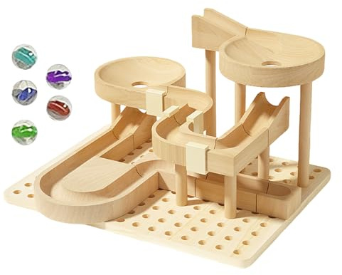 Pista de Canicas,Juegos Educativos Divertidos de Madera - Juguetes de Construcción y de Laberinto de Canicas | para Niños Y Niñas Cumpleaños Navidad Escuela Jardín De Infancia