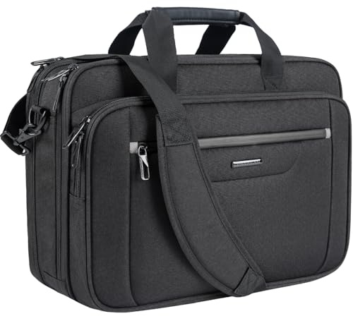 VANKEAN Laptop-portfölj, premium laptopväska, lämplig för upp till 43,8 cm (17,3 tum), affärsaxelväska, bärbar dator, utbyggbar, vattenavvisande, kurirväska för män/kvinnor, datorväska