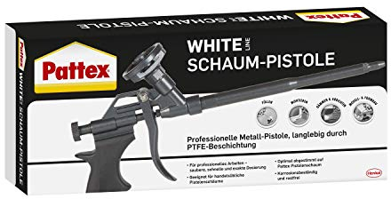 Pattex White Schaum-Pistole, Kartuschenpistole für Pistolenschaum und -reiniger, Bauschaumpistole für exaktes Dosieren, Schaumpistole mit PTFE-Beschichtung, schwarz