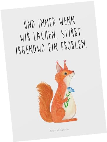 Mr. & Mrs. Panda Postkarte Eichhörnchen Blume - Geschenk, Motivation Bilder, lustige Sprüche, Geschenkkarte, Ansichtskarten, Spruch Deko, glücklich