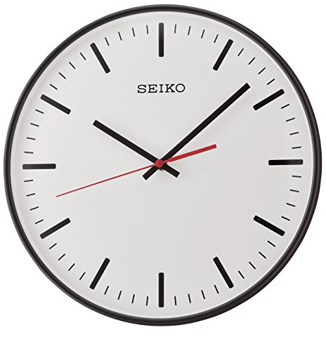 Seiko QXA701K Horloge Murale en Plastique avec trotteuse silencieuse Noir, Noir, 29.9 x 29.9 x 4.6, Moderne