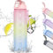 CodiCile Botella Agua Deporte,Botella Gimnasio con Pajitas y Marcador de Tiempo,Motivacional Botella 1 Litro con Tapa BPA - Free para Gimnasio, Running, Bicicleta,Running, Niños (rosa)